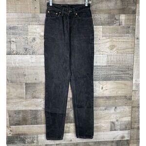 Vintage Levis 512 Jeans Juniors 7 Slim Fit Tapered Leg Black Denim Distressed 90